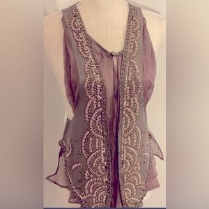 Anthropologie RYU SILK BRONZE BEADED VEST SIZE SMALL